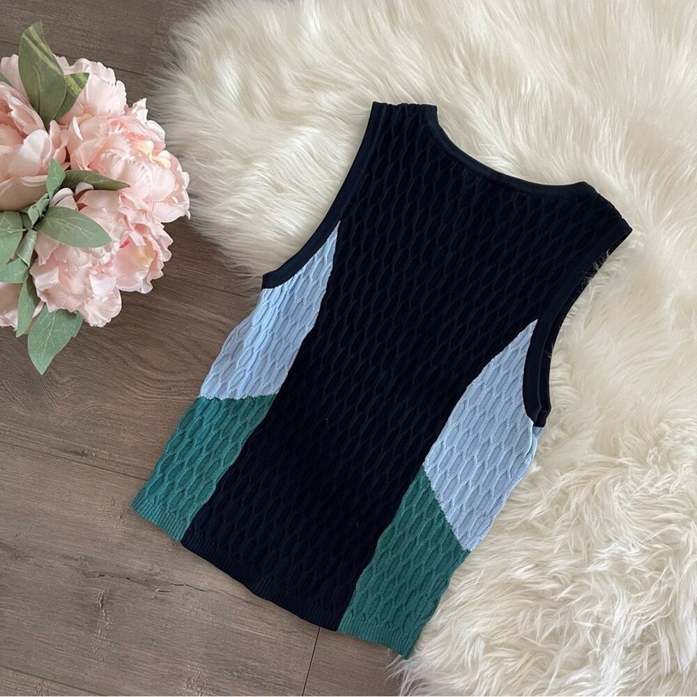 Jonathan Simkhai Navy Color Block Textured Short … - image 3